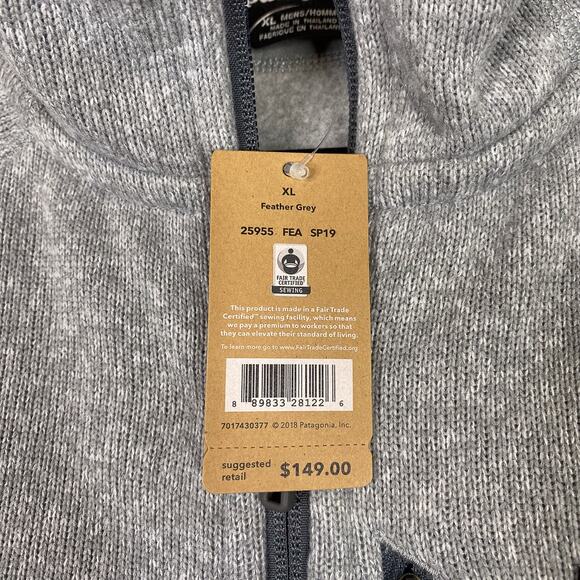 Patagonia Jacket Mens XL Feather Grey Better Sweater Full Zip - Picture 5 of 7